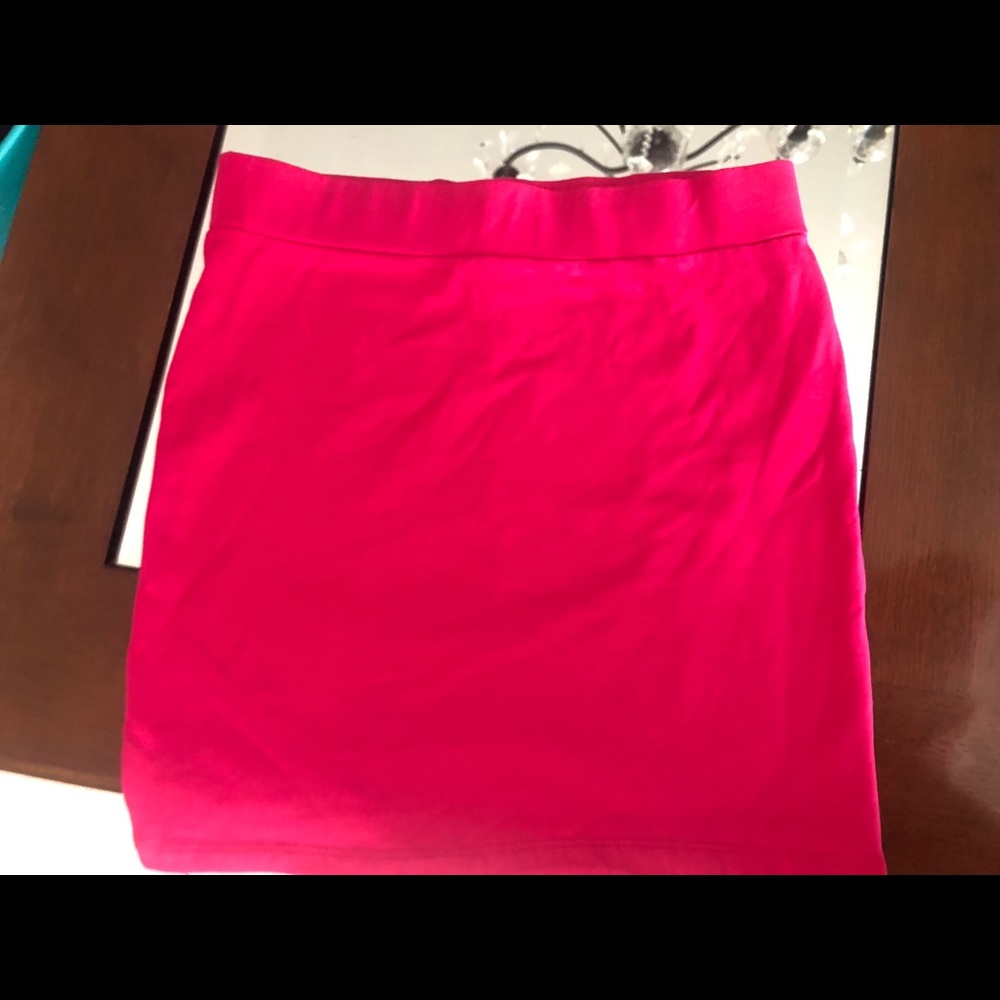 Hot pink double lined cotton mini skirt